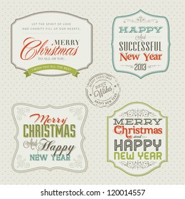 Set of vintage styled Christmas and New Year cards