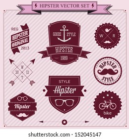 Set of Vintage styled design Hipster icons. Vector illustration background 