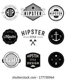 Set of vintage styled design hipster icons. Vector illustration background