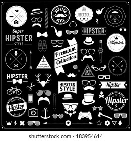 Set of vintage styled design hipster icons. Vector illustration background 