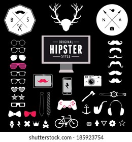 Set of Vintage styled design Hipster icons.