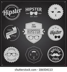 Set of Vintage styled design Hipster icons, badge logo and 	label. Vector illustration background 