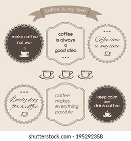 Set of vintage styled design hipster icons. coffee theme