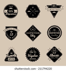 Set of Vintage styled design Hipster icons on beige background 