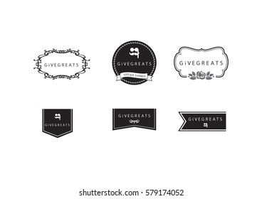 Set of Vintage styled design Hipster icons. Vector illustration background 