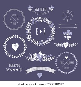 Set von Vintage Stil Design romantische Hipster Icons