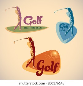 Set of vintage styled golf tournament labels. Editable vector illustration.