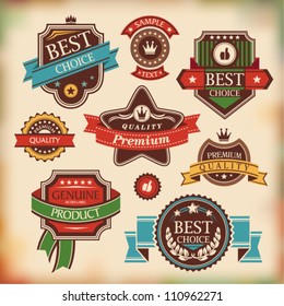 Set of vintage styled labels, badges and ribbons