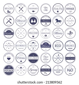 Set of vintage styled round design Hipster icons