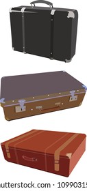 Set of vintage suitcase luggage