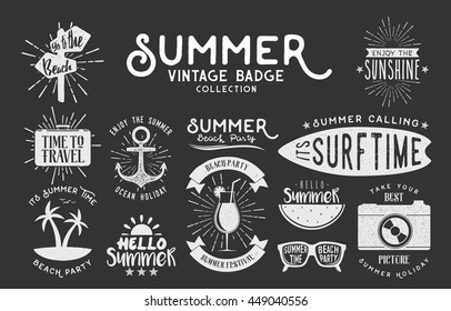 Set of vintage summer badges and design element