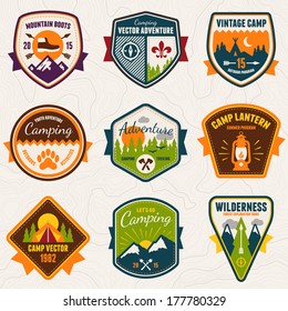 Set Of Vintage Summer Camp Badges And Outdoors Logo Emblems