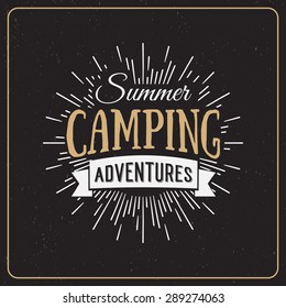 Set of vintage summer camp badges and other outdoor logo's, emblems and labels. Camping Vector Calligraphy Design Elements in Retro style