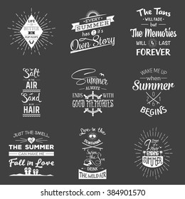 Set of vintage summer typographic quotes