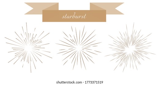 Set of Vintage Sun Burst. Vector monochrome light rays