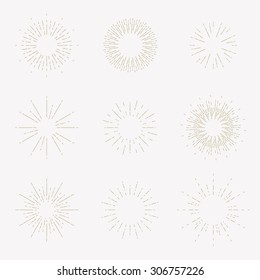 Set. Vintage sunburst. Design elements, vector eps 10.