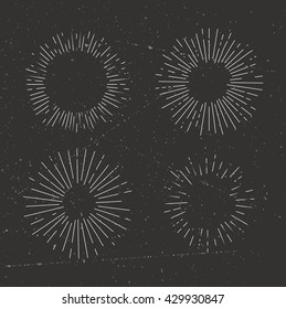 Set of vintage sunburst. Hand drawn. Light ray. Design template for icons, logos or graphic elements.