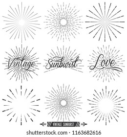 Set Vintage Sunburst Vector Template