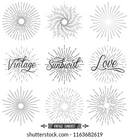 Set Vintage Sunburst Vector Template