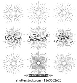 Set Vintage Sunburst Vector Template