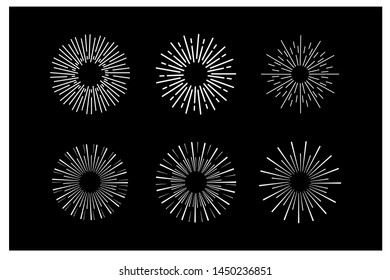 Set of Vintage sunbursts with dark background.vector illustration