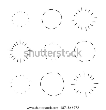 Set of Vintage Sunbursts in Different Shapes. Trendy Hand Drawn Retro Bursting Rays Design Elements. Hipster Vector illustration