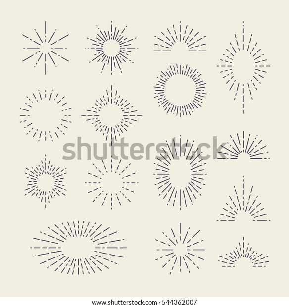 Set Vintage Sunbursts Different Shapes Trendy Stock Vector (Royalty ...