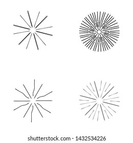 Set of vintage sunbursts. Hand drawn graphic elements EPS Vector