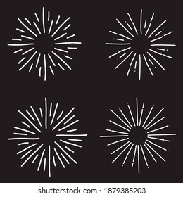 Set of vintage sunbursts. Hand drawn graphic elements EPS Vector