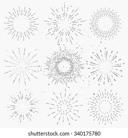 Set Of Vintage Sunbursts Or Retro Light Rays. Template For Your Art Or Business Works.