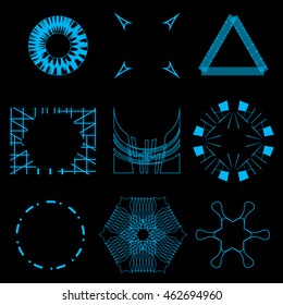 Set of Vintage Sunbursts. Vector Design Elements for Hipster Logos, Badges and Labels. Trendy Light Ray Symbols.