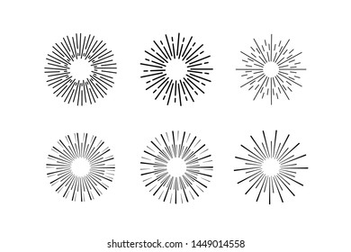 Set of Vintage sunbursts with white  background.vector ilustration