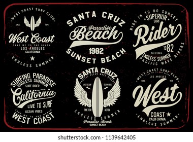 Set of Vintage Surfing Graphics and Emblems.