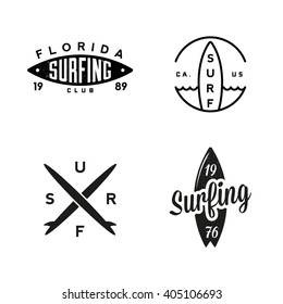 Set of vintage surfing graphics and emblems