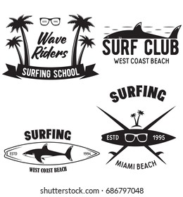 Set Vintage Surfing Logotypes Badges Quotes Stock Vector (Royalty Free ...