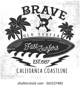 Set of vintage surfing . Labels, badges and design elements.vector.