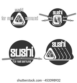 Set of vintage sushi emblems