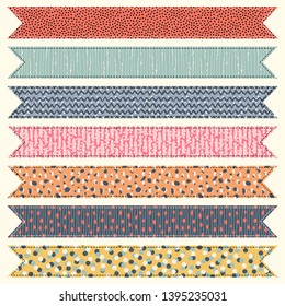 Set of vintage tags and elements for invitation or greeting card. Freehand drawing. Can be used for scrapbook, postcards, print, etc.