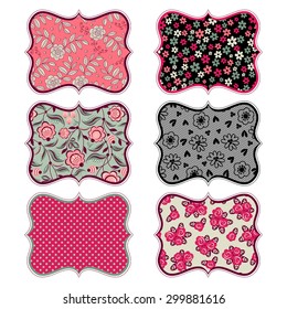 Set of vintage tags and elements for invitation or greeting card. Template for text.