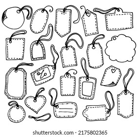 Set Vintage Tags Gift Handdrawn Doodle Stock Vector (Royalty Free ...