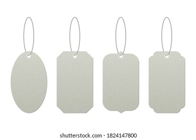 Set of vintage tags with strings vector design isolated on white background