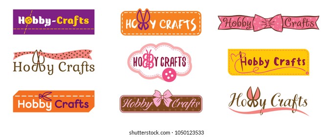 Set of vintage tailor labels, emblems and design elements. Logo for a handmade shop.Hobby crafts.