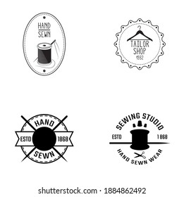 Set of vintage tailor labels  emblems and designed elements. tailor shop theme vector