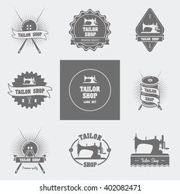 Set of vintage tailor shop labels or logos design templates