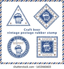 Set of vintage textured grunge food delivery rubber stamps with meal symbols in classic blue and brown colors. For design of post card, advertising poster, web banner, sale flyers Vector illustration