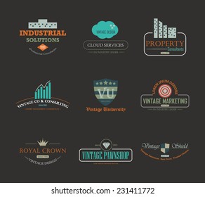 Set of vintage theme abstract business and industry logo design element