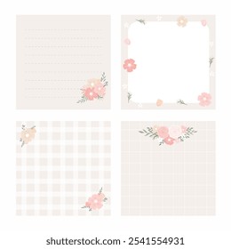 Set of vintage theme square notes. Printable notes for journaling, school and work.