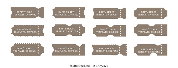 Set of vintage tickets for different retro transport. Retro ticket design template. Admit one. Vector illustration.