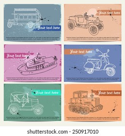 set of vintage transport. business cards 