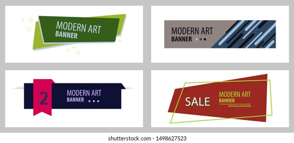 Set of Vintage trendy with text . Colorful old banner with element for design - banners, posters, gift cards. Vector Illustration